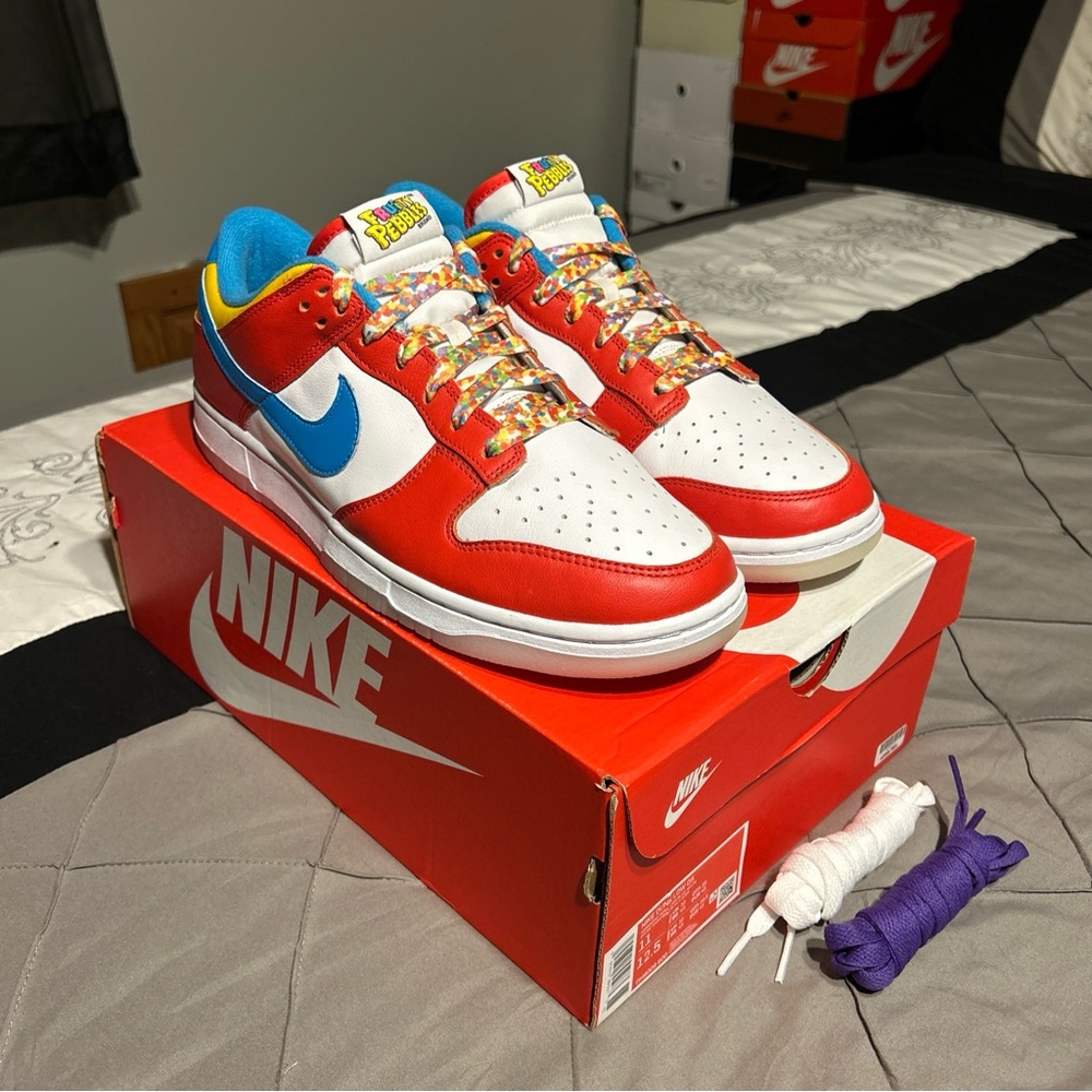 Size 11 - Nike Dunk Low x LeBron James x Fruity Pebbles Red
